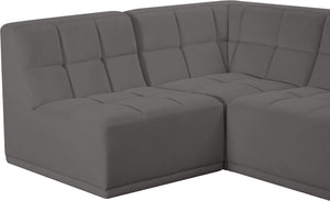 Relax Velvet / Engineered Wood / Foam Contemporary Grey Velvet Modular Sectional - 94" W x 94" D x 31" H