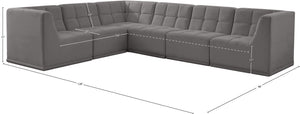 Relax Velvet / Engineered Wood / Foam Contemporary Grey Velvet Modular Sectional - 128" W x 98" D x 31" H