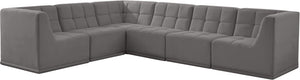 Relax Velvet / Engineered Wood / Foam Contemporary Grey Velvet Modular Sectional - 128" W x 98" D x 31" H