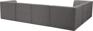 Relax Velvet / Engineered Wood / Foam Contemporary Grey Velvet Modular Sectional - 128" W x 98" D x 31" H