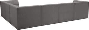 Relax Velvet / Engineered Wood / Foam Contemporary Grey Velvet Modular Sectional - 128" W x 98" D x 31" H