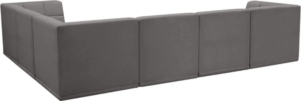 Relax Velvet / Engineered Wood / Foam Contemporary Grey Velvet Modular Sectional - 128" W x 98" D x 31" H
