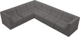 Relax Velvet / Engineered Wood / Foam Contemporary Grey Velvet Modular Sectional - 128" W x 98" D x 31" H