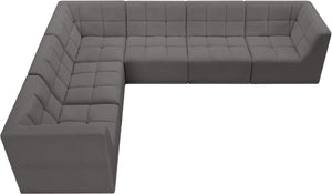 Relax Velvet / Engineered Wood / Foam Contemporary Grey Velvet Modular Sectional - 128" W x 98" D x 31" H