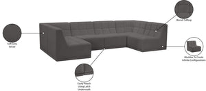 Relax Velvet / Engineered Wood / Foam Contemporary Grey Velvet Modular Sectional - 128" W x 64" D x 31" H