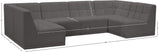 Relax Velvet / Engineered Wood / Foam Contemporary Grey Velvet Modular Sectional - 128" W x 64" D x 31" H