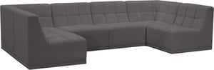 Relax Velvet / Engineered Wood / Foam Contemporary Grey Velvet Modular Sectional - 128" W x 64" D x 31" H