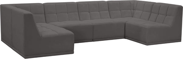 Relax Velvet / Engineered Wood / Foam Contemporary Grey Velvet Modular Sectional - 128" W x 64" D x 31" H