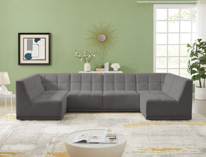 Relax Velvet / Engineered Wood / Foam Contemporary Grey Velvet Modular Sectional - 128" W x 64" D x 31" H