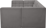 Relax Velvet / Engineered Wood / Foam Contemporary Grey Velvet Modular Sectional - 128" W x 64" D x 31" H