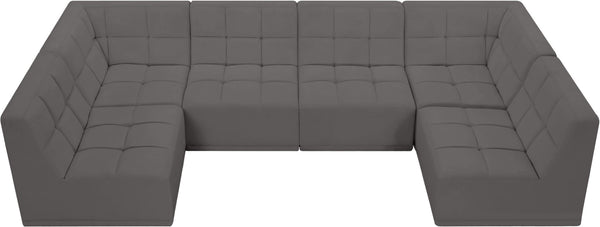 Relax Velvet / Engineered Wood / Foam Contemporary Grey Velvet Modular Sectional - 128" W x 64" D x 31" H