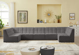 Relax Velvet / Engineered Wood / Foam Contemporary Grey Velvet Modular Sectional - 158" W x 64" D x 31" H