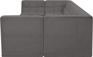 Relax Velvet / Engineered Wood / Foam Contemporary Grey Velvet Modular Sectional - 158" W x 64" D x 31" H
