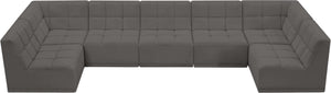 Relax Velvet / Engineered Wood / Foam Contemporary Grey Velvet Modular Sectional - 158" W x 64" D x 31" H