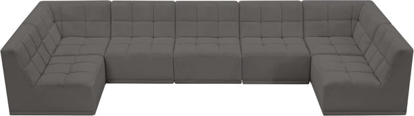 Relax Velvet / Engineered Wood / Foam Contemporary Grey Velvet Modular Sectional - 158" W x 64" D x 31" H