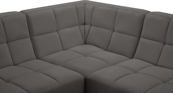 Relax Velvet / Engineered Wood / Foam Contemporary Grey Velvet Modular Sectional - 158" W x 64" D x 31" H