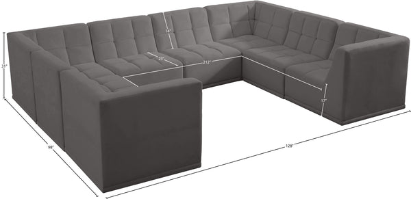 Relax Velvet / Engineered Wood / Foam Contemporary Grey Velvet Modular Sectional - 128" W x 98" D x 31" H