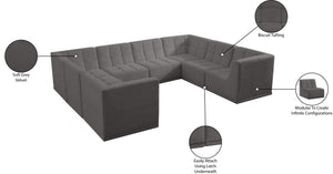 Relax Velvet / Engineered Wood / Foam Contemporary Grey Velvet Modular Sectional - 128" W x 98" D x 31" H