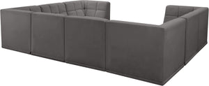 Relax Velvet / Engineered Wood / Foam Contemporary Grey Velvet Modular Sectional - 128" W x 98" D x 31" H