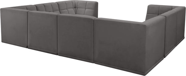 Relax Velvet / Engineered Wood / Foam Contemporary Grey Velvet Modular Sectional - 128" W x 98" D x 31" H