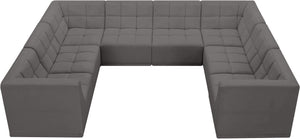 Relax Velvet / Engineered Wood / Foam Contemporary Grey Velvet Modular Sectional - 128" W x 98" D x 31" H