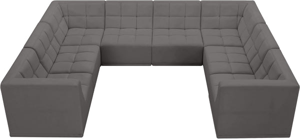 Relax Velvet / Engineered Wood / Foam Contemporary Grey Velvet Modular Sectional - 128" W x 98" D x 31" H
