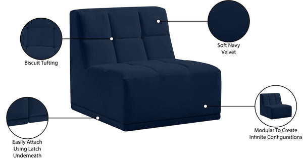 Relax Velvet / Engineered Wood / Foam Contemporary Navy Velvet Armless Chair - 30" W x 34" D x 31" H
