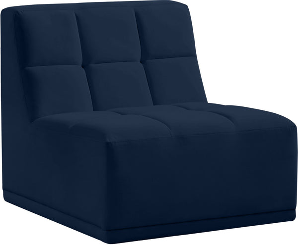 Relax Velvet / Engineered Wood / Foam Contemporary Navy Velvet Armless Chair - 30" W x 34" D x 31" H