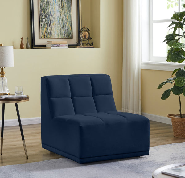 Relax Velvet / Engineered Wood / Foam Contemporary Navy Velvet Armless Chair - 30" W x 34" D x 31" H