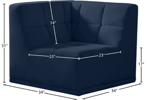 Relax Velvet / Engineered Wood / Foam Contemporary Navy Velvet Corner Chair - 34" W x 34" D x 31" H