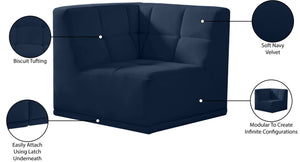 Relax Velvet / Engineered Wood / Foam Contemporary Navy Velvet Corner Chair - 34" W x 34" D x 31" H
