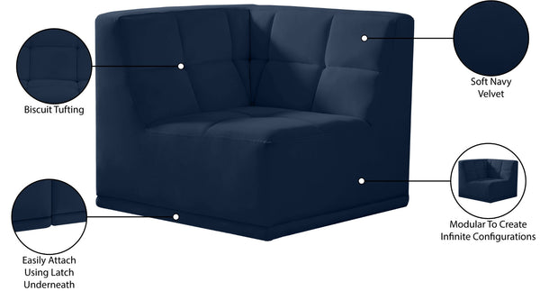 Relax Velvet / Engineered Wood / Foam Contemporary Navy Velvet Corner Chair - 34" W x 34" D x 31" H