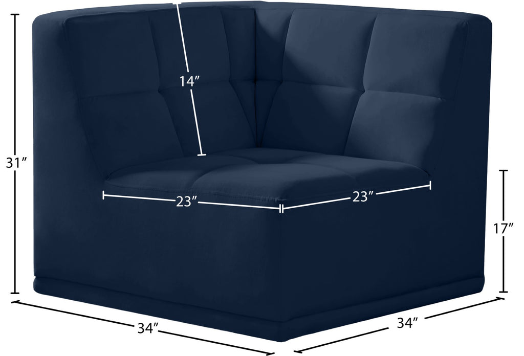 Relax Velvet / Engineered Wood / Foam Contemporary Navy Velvet Corner Chair - 34" W x 34" D x 31" H