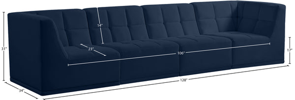 Relax Velvet / Engineered Wood / Foam Contemporary Navy Velvet Modular Sofa - 128" W x 34" D x 31" H