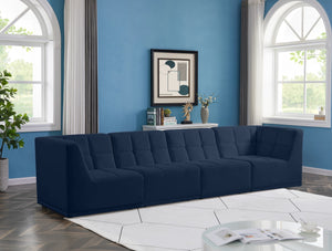 Relax Velvet / Engineered Wood / Foam Contemporary Navy Velvet Modular Sofa - 128" W x 34" D x 31" H