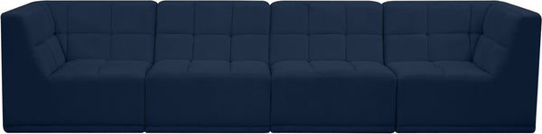 Relax Velvet / Engineered Wood / Foam Contemporary Navy Velvet Modular Sofa - 128" W x 34" D x 31" H