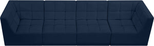Relax Velvet / Engineered Wood / Foam Contemporary Navy Velvet Modular Sofa - 128" W x 34" D x 31" H