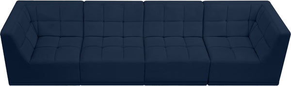 Relax Velvet / Engineered Wood / Foam Contemporary Navy Velvet Modular Sofa - 128" W x 34" D x 31" H