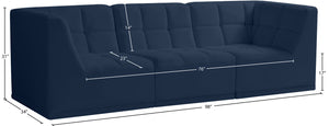 Relax Velvet / Engineered Wood / Foam Contemporary Navy Velvet Modular Sofa - 98" W x 34" D x  31" H