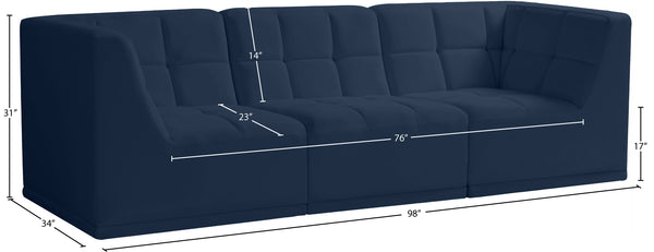 Relax Velvet / Engineered Wood / Foam Contemporary Navy Velvet Modular Sofa - 98" W x 34" D x  31" H