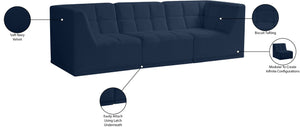 Relax Velvet / Engineered Wood / Foam Contemporary Navy Velvet Modular Sofa - 98" W x 34" D x  31" H