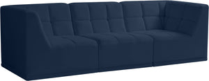 Relax Velvet / Engineered Wood / Foam Contemporary Navy Velvet Modular Sofa - 98" W x 34" D x  31" H