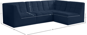 Relax Velvet / Engineered Wood / Foam Contemporary Navy Velvet Modular Sectional - 98" W x 64" D x 31" H
