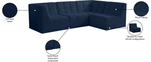 Relax Velvet / Engineered Wood / Foam Contemporary Navy Velvet Modular Sectional - 98" W x 64" D x 31" H