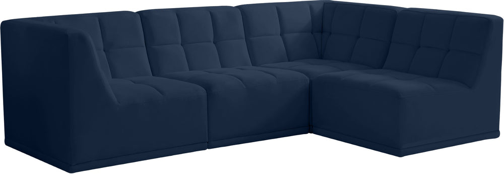 Relax Velvet / Engineered Wood / Foam Contemporary Navy Velvet Modular Sectional - 98" W x 64" D x 31" H