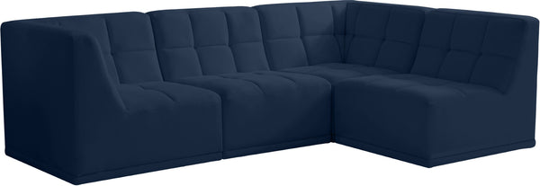Relax Velvet / Engineered Wood / Foam Contemporary Navy Velvet Modular Sectional - 98" W x 64" D x 31" H