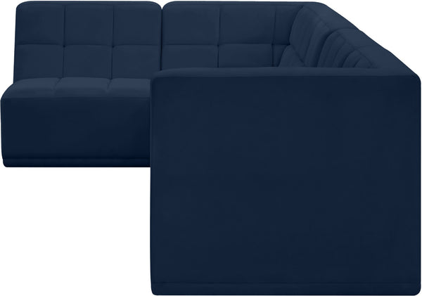 Relax Velvet / Engineered Wood / Foam Contemporary Navy Velvet Modular Sectional - 98" W x 64" D x 31" H
