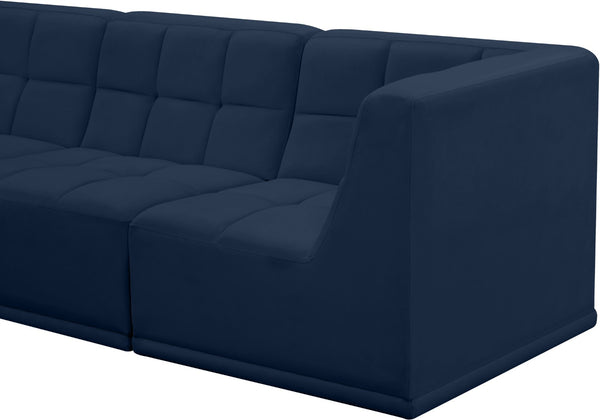 Relax Velvet / Engineered Wood / Foam Contemporary Navy Velvet Modular Sectional - 98" W x 64" D x 31" H
