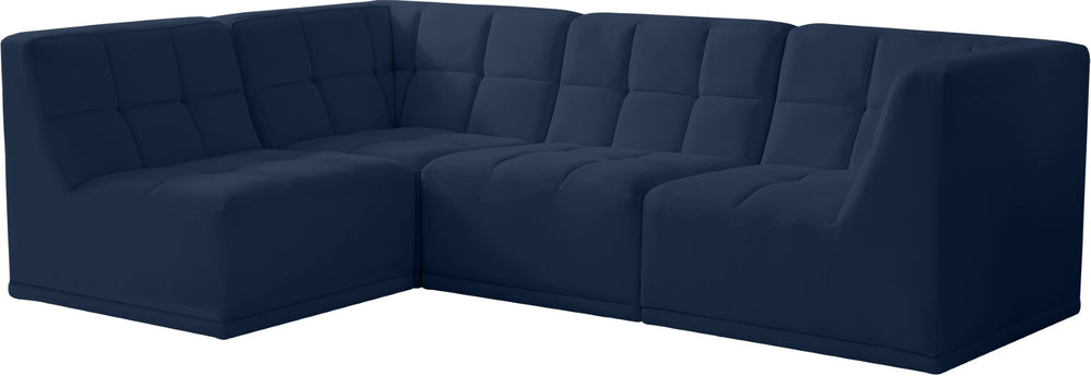 Relax Velvet / Engineered Wood / Foam Contemporary Navy Velvet Modular Sectional - 98" W x 64" D x 31" H