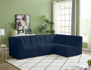 Relax Velvet / Engineered Wood / Foam Contemporary Navy Velvet Modular Sectional - 98" W x 64" D x 31" H